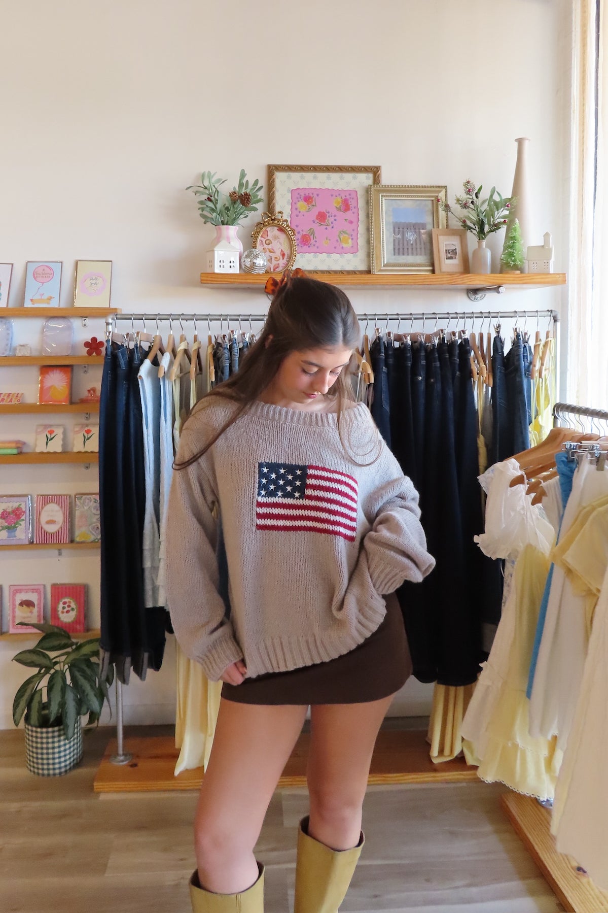 Pixelated Boutique, Women's Clothing, Outfit inspo fall, pumpkin patch outfit, fall fashion outfits, winter fashion inspo, fall outfits women, fall fits, winter fashion inspo, fall dresses, women’s fall outfit 2025, outfit ideas, fashion, fall aesthetic, school outfits, women’s winter outfit, winter style, cozy style, warm fall outfits, American Flag Sweater, Holiday Outfit 