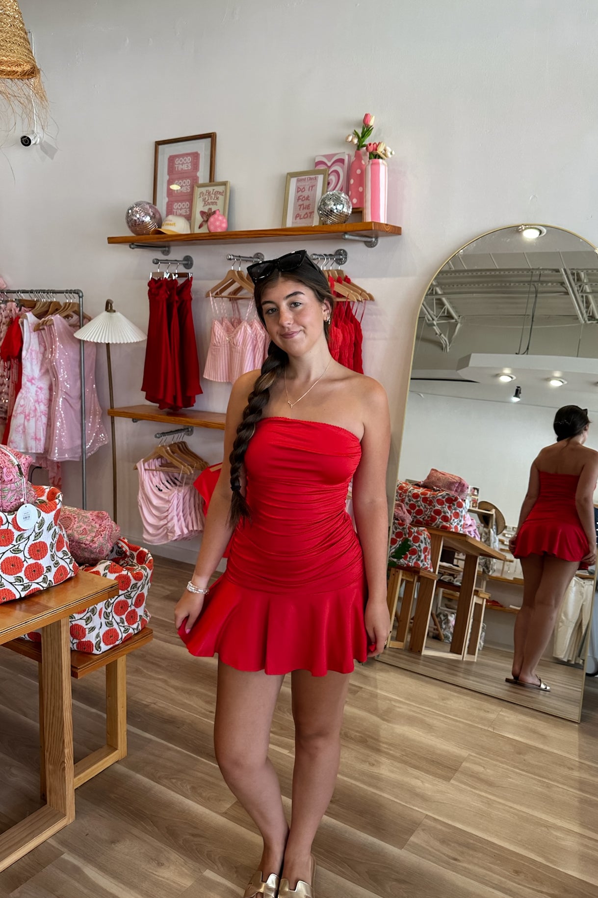 Red Mini Dress, Fall Dress, Pixelated Boutique, Women's Clothing, Women's Jewelry and Gifts, Online Shopping for Women, Virginia Beach Clothing Stores, Aesthetic, East Coast Fashion Styles, Women's Clothing, Fall Fashion, Fall Outfit Ideas, Fall Fashion Inspiration, Womens Style, Outfit Inspo, Back to School Styles, OOTD