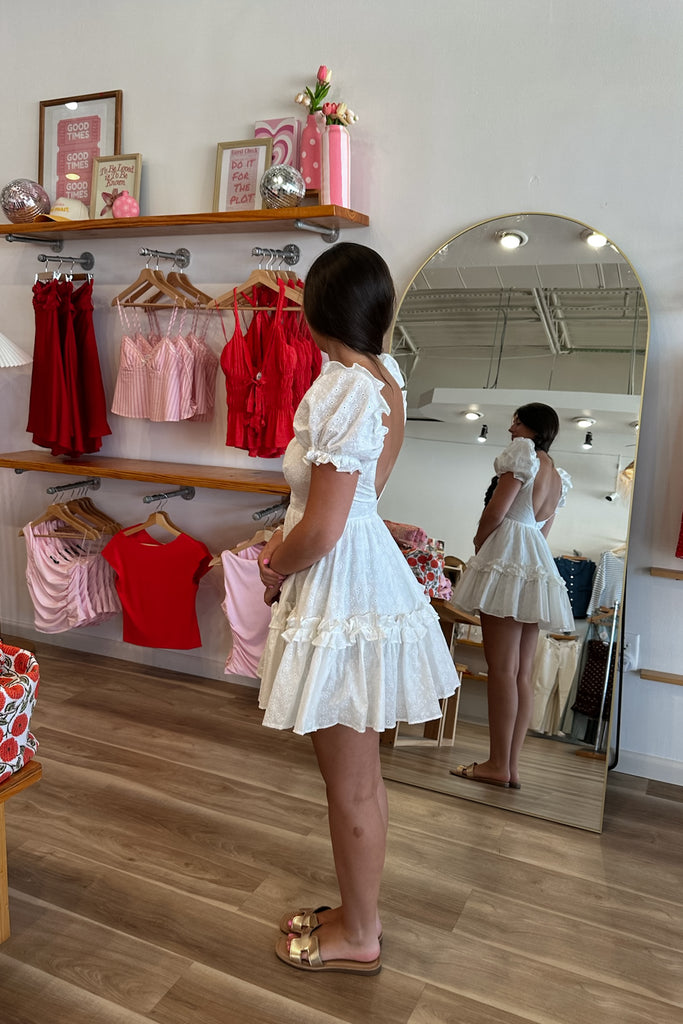 White Mini Dress, Pixelated Boutique, Women's Clothing, Women's Jewelry and Gifts, Online Shopping for Women, Virginia Beach Clothing Stores, Aesthetic, East Coast Fashion Styles, Women's Clothing, Fall Fashion, Fall Outfit Ideas, Fall Fashion Inspiration, Womens Style, Outfit Inspo, Back to School Styles, OOTD, Rush Dress