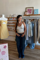 Dark Wash Jeans, High Rise Jeans, Neutrals, Pixelated Boutique, Women's Clothing, Women's Jewelry and Gifts, Online Shopping for Women, Virginia Beach Clothing Stores, Aesthetic, East Coast Fashion Styles, Women's Clothing, Fall Fashion, Fall Outfit Ideas, Fall Fashion Inspiration, Womens Style, Outfit Inspo, Back to School Styles, OOTD, Back to School Denim 