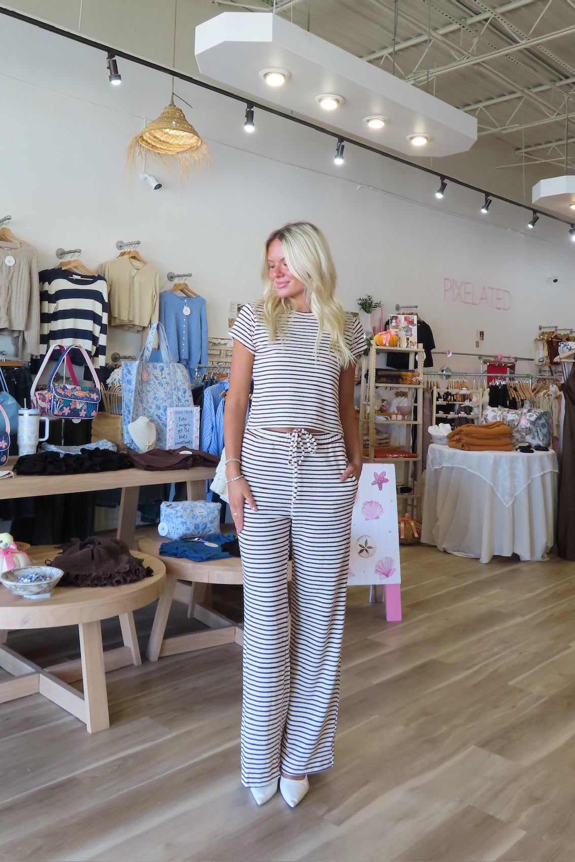 Pixelated Boutique, Women's Clothing, Women's Jewelry and Gifts, Online Shopping for Women, Latest Fashion Trends 2025, Virginia Beach Clothing Stores, Clothing Stores in Virginia Beach, Aesthetic Fashion Trends, East Coast Fashion Styles, Sustainable Women's Clothing, Unique Gift Ideas for Women, Fall Fashion, Fall Outfit Ideas, Fall Fashion Inspiration, Womens Style, Outfit Inspo, Back to School Styles, Cozy Outfit, Matching Set, Striped Set
