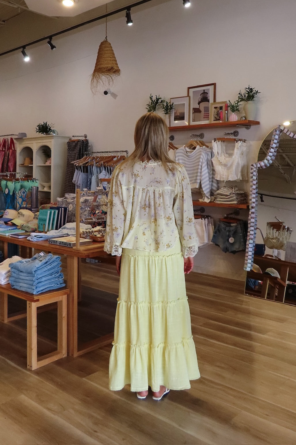 Yellow, tiered maxi skirt with elastic waistband and lining, boho fashion, summer outfit, summer maxi skirt, 757 Boutique, Online Shopping for Women, summer aesthetic, brunch outfit, vacation style, vacation outfits, beach boutique, beach fashion, beach outfits, women’s boutique clothing, boutique clothing for women