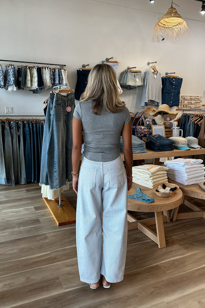 Fall Top, Grey Short sleeve Shirt,  Pixelated Boutique, Women's Clothing, Women's Jewelry and Gifts, Online Shopping for Women, Latest Fashion Trends 2025, Virginia Beach Clothing Stores, Clothing Stores in Virginia Beach, Aesthetic Fashion Trends, East Coast Fashion Styles, Sustainable Women's Clothing, Unique Gift Ideas for Women, Fall Fashion, Fall Outfit Ideas, Fall Fashion Inspiration, Womens Style, Outfit Inspo, Back to School Styles, OOTD
