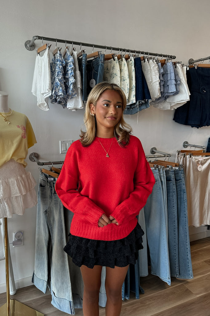 Red Oversized Sweater, Fall Sweater, Pixelated Boutique, Women's Clothing, Women's Jewelry and Gifts, Online Shopping for Women, Latest Fashion Trends 2025, Virginia Beach Clothing Stores, Clothing Stores in Virginia Beach, Aesthetic Fashion Trends, East Coast Fashion Styles, Sustainable Women's Clothing, Unique Gift Ideas for Women, Fall Fashion, Fall Outfit Ideas, Fall Fashion Inspiration, Womens Style, Outfit Inspo, Back to School Styles, OOTD