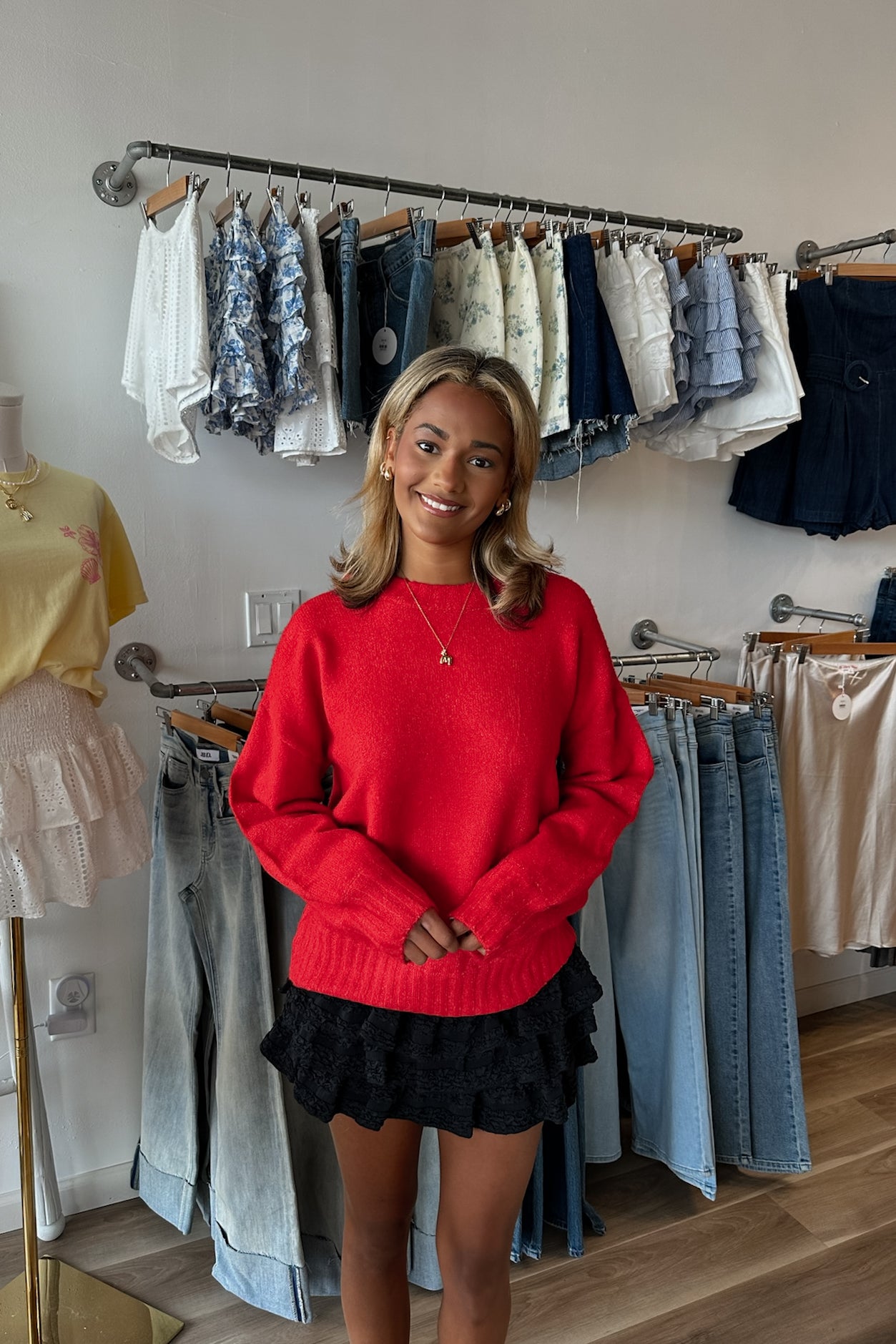 Red Oversized Sweater, Fall Sweater, Pixelated Boutique, Women's Clothing, Women's Jewelry and Gifts, Online Shopping for Women, Latest Fashion Trends 2025, Virginia Beach Clothing Stores, Clothing Stores in Virginia Beach, Aesthetic Fashion Trends, East Coast Fashion Styles, Sustainable Women's Clothing, Unique Gift Ideas for Women, Fall Fashion, Fall Outfit Ideas, Fall Fashion Inspiration, Womens Style, Outfit Inspo, Back to School Styles, OOTD