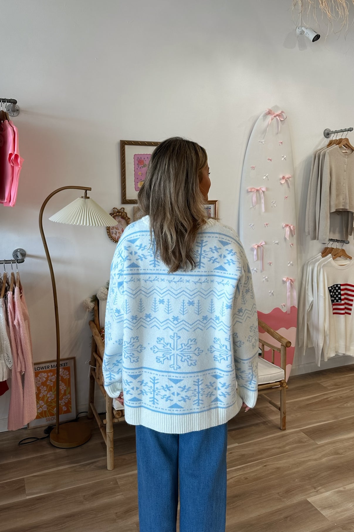 Blue snowflake winter sweater, Pixelated Boutique, Women's Clothing, Women's Jewelry and Gifts, Online Shopping for Women, Latest Fashion Trends 2024, Virginia Beach Clothing Stores, Homecoming Dresses, Fall/Winter 2024, Clothing Stores in Virginia Beach, Aesthetic Fashion Trends, East Coast Fashion Styles, Fall 2024 Fashion Trends, Holiday Styles, Sustainable Women's Clothing, Cozy styles, Unique Gift Ideas for Women