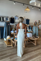 Maxi Dress, Cream Dress, Fall Dress, Pixelated Boutique, Women's Clothing, Women's Jewelry and Gifts, Online Shopping for Women, Virginia Beach Clothing Stores, Aesthetic, East Coast Fashion Styles, Women's Clothing, Fall Fashion, Fall Outfit Ideas, Fall Fashion Inspiration, Womens Style, Outfit Inspo, Back to School Styles, OOTD