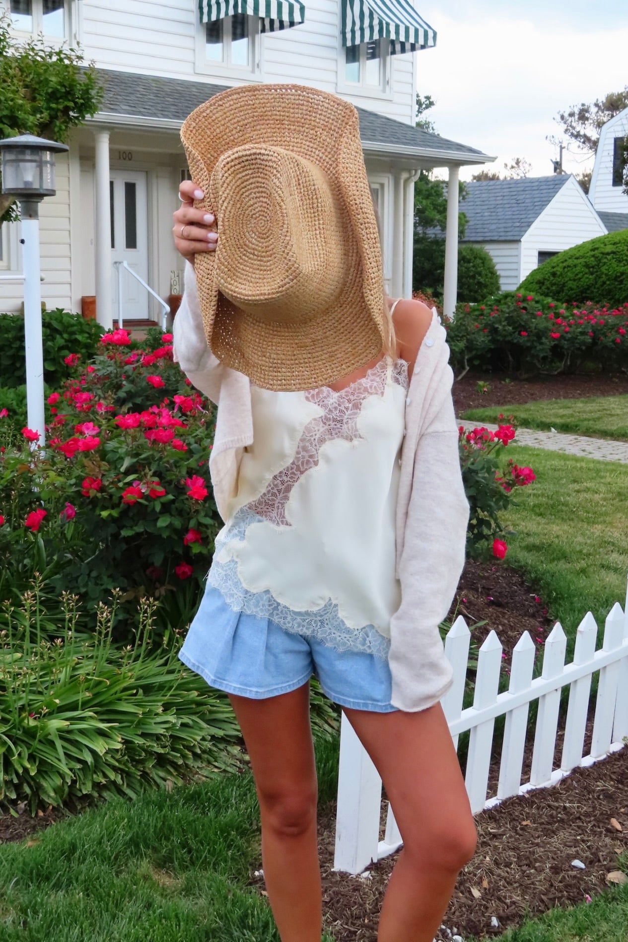 Cream, satin cami top with V neckline, asymmetric hem, scalloped lace trim, and adjustable straps, women’s lace going out top, date night lace top, asymmetrical hem top, girls night out top, vacation dinner outfit top