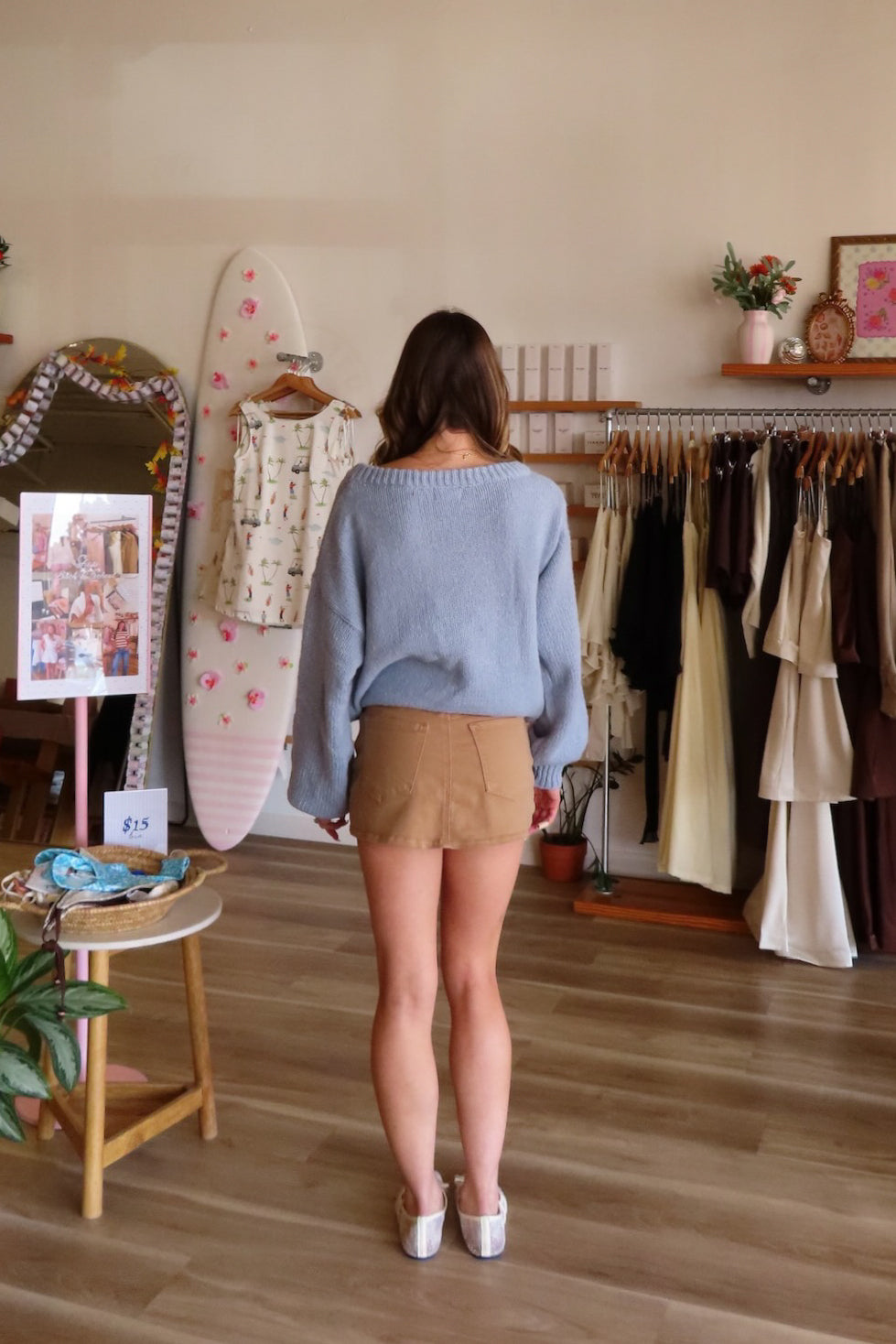 Tan, denim mini skirt with pockets and inner shorts | Pixelated Boutique, Online Shopping for Women, Women’s Boutique Clothing, Boutique Clothing for Women, Coastal Aesthetic Clothing, Vacation Outfits, Beach Boutique, Beach Outfits, Business Casual 