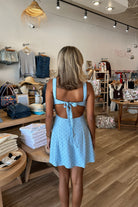 Polka Dot Blue Mini Dress, Pixelated Boutique, Women's Clothing, Women's Jewelry and Gifts, Online Shopping for Women, Virginia Beach Clothing Stores, Aesthetic, East Coast Fashion Styles, Women's Clothing, Fall Fashion, Fall Outfit Ideas, Fall Fashion Inspiration, Womens Style, Outfit Inspo, Back to School Styles, ootd, Rush Dress