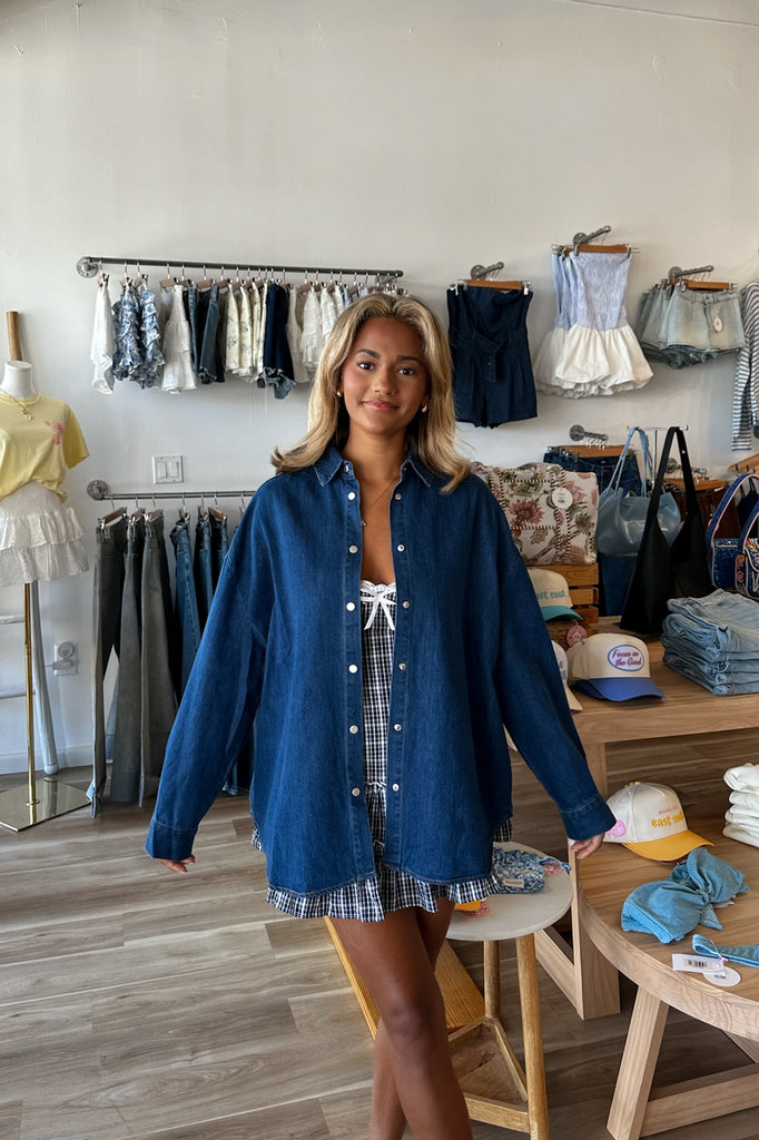 Denim Shirt, Denim Shacket, Pixelated Boutique, Women's Clothing, Women's Jewelry and Gifts, Online Shopping for Women, Virginia Beach Clothing Stores, Aesthetic, East Coast Fashion Styles, Women's Clothing, Fall Fashion, Fall Outfit Ideas, Fall Fashion Inspiration, Womens Style, Outfit Inspo, Back to School Styles, OOTD