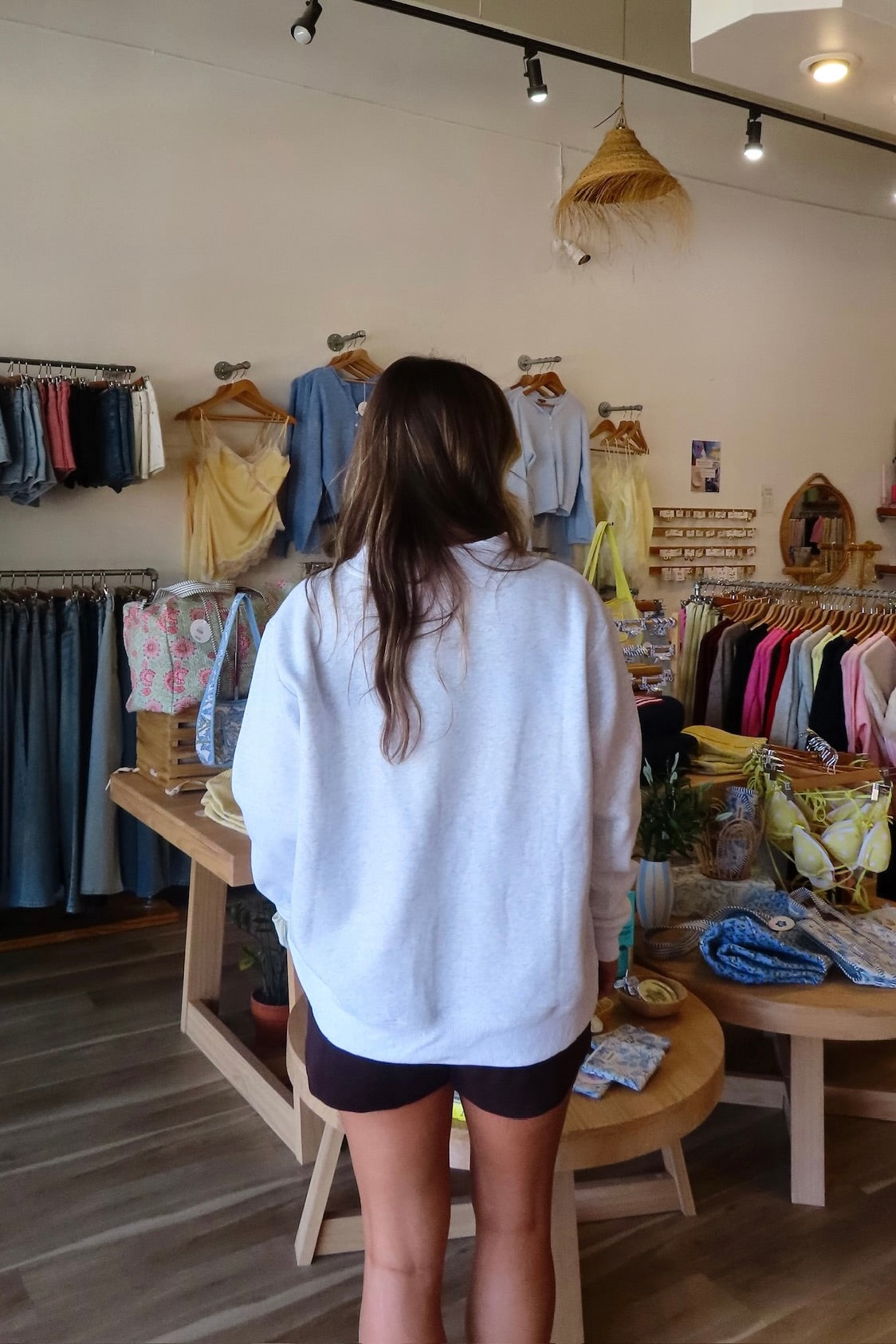 Gray, embroidered teddy bear golf sweatshirt with mock neckline and oversized fit. By Sunkissed Coconut | Pixelated Boutique, 757 Boutique, Virginia Beach Boutique, Golf outfit, embroidered mock neck, oversized mockneck sweatshirt