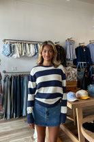Pixelated Boutique, Women's Clothing, Women's Jewelry and Gifts, Online Shopping for Women, Latest Fashion Trends 2025, Virginia Beach Clothing Stores, Clothing Stores in Virginia Beach, Aesthetic Fashion Trends, East Coast Fashion Styles, Sustainable Women's Clothing, Unique Gift Ideas for Women, Fall Fashion, Fall Outfit Ideas, Fall Fashion Inspiration, Womens Style, Outfit Inspo, Back to School Styles, Sweater Weather, Striped Sweater, Blue and White Sweater, Oversized Sweater