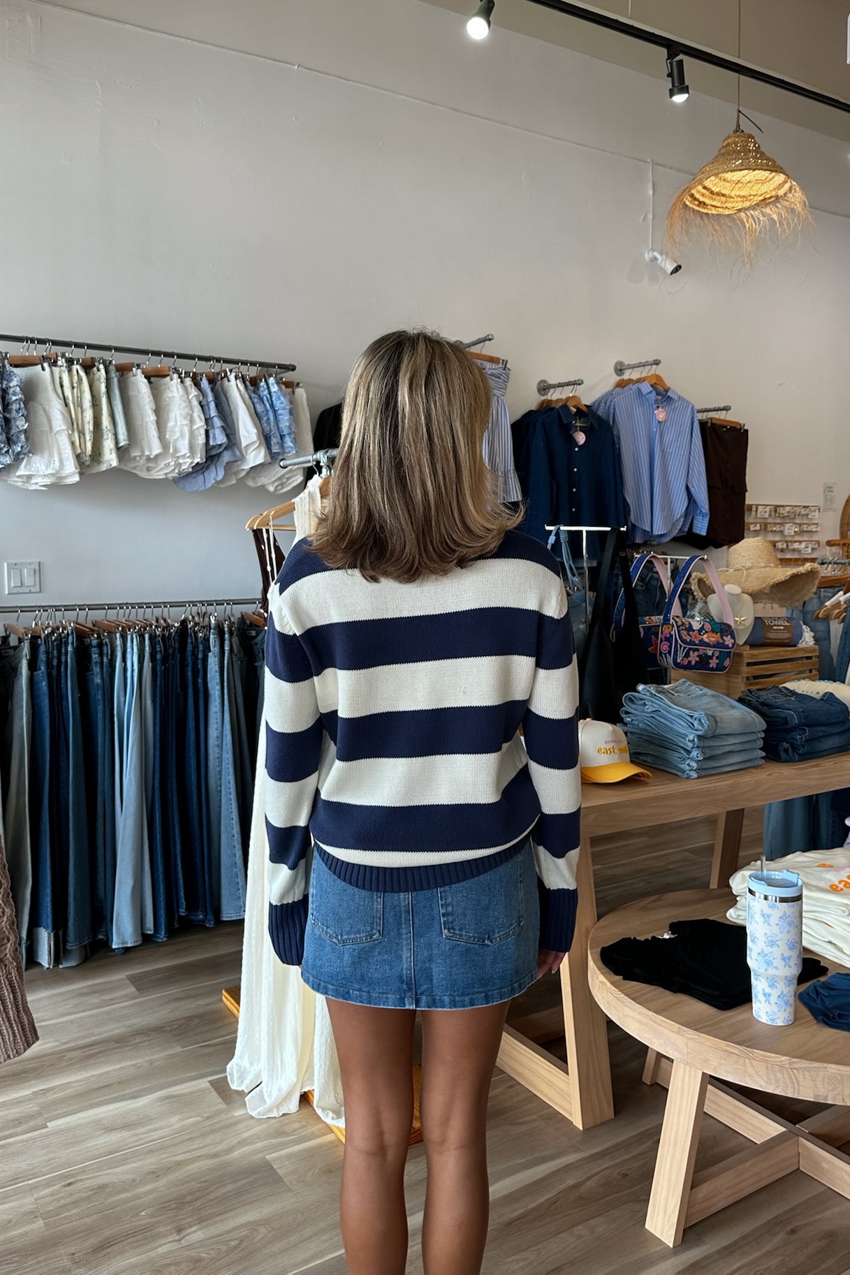 Pixelated Boutique, Women's Clothing, Women's Jewelry and Gifts, Online Shopping for Women, Latest Fashion Trends 2025, Virginia Beach Clothing Stores, Clothing Stores in Virginia Beach, Aesthetic Fashion Trends, East Coast Fashion Styles, Sustainable Women's Clothing, Unique Gift Ideas for Women, Fall Fashion, Fall Outfit Ideas, Fall Fashion Inspiration, Womens Style, Outfit Inspo, Back to School Styles, Sweater Weather, Striped Sweater, Blue and White Sweater, Oversized Sweater