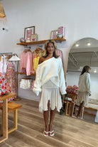 Pixelated Boutique, Women's Clothing, Women's Jewelry and Gifts, Online Shopping for Women, Latest Fashion Trends 2025, Virginia Beach Clothing Stores, Clothing Stores in Virginia Beach, Aesthetic Fashion Trends, East Coast Fashion Styles, Sustainable Women's Clothing, Unique Gift Ideas for Women, Fall Fashion, Fall Outfit Ideas, Fall Fashion Inspiration, Womens Style, Outfit Inspo, Back to School Styles, CWhite Off the Shoulder Sweater, Sweater Weather, Cozy Style