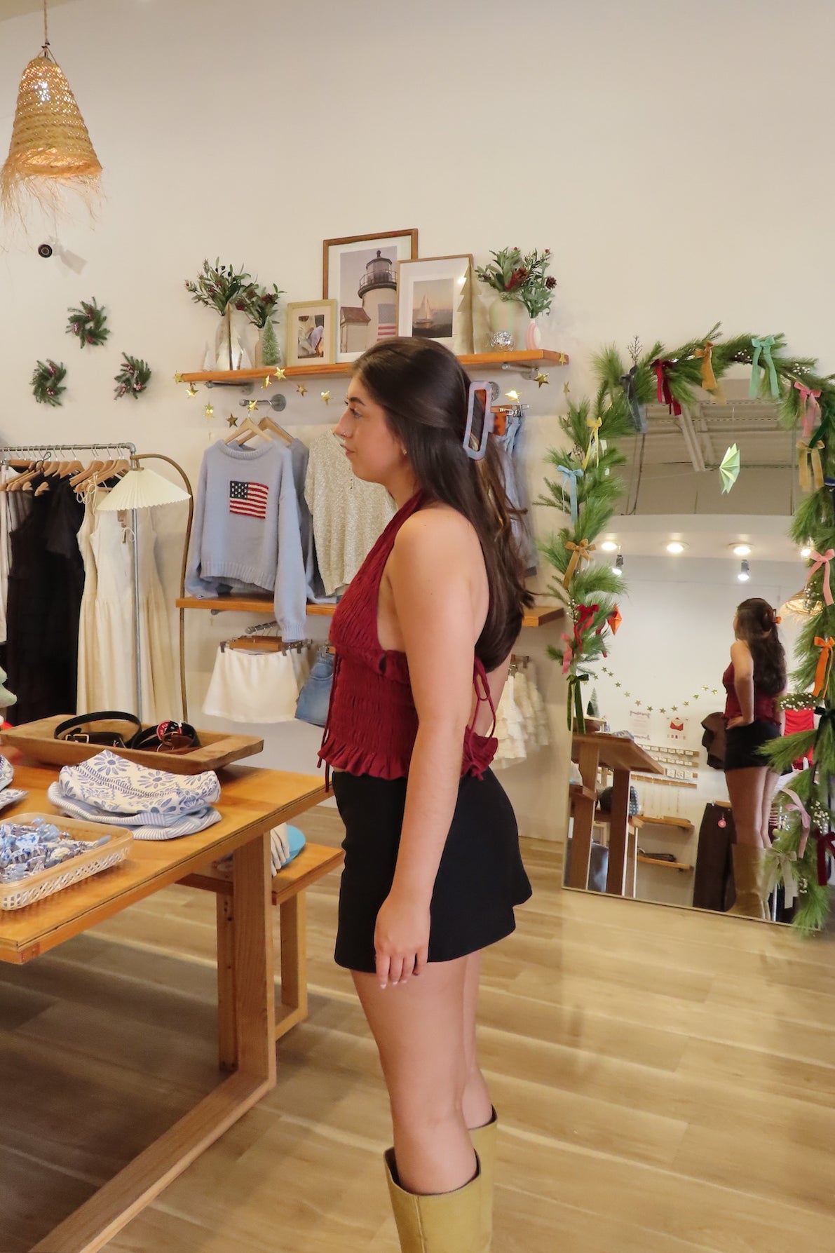 Pixelated Boutique, Women's Clothing, Outfit Inspo Winter, Winter fashion outfits, winter fashion Inspo, Winter fits, winter fashion inspo, winter dresses, women’s winter outfit 2025, outfit ideas, fashion, winter aesthetic, school outfits, women’s winter outfit, winter style, cozy style, warm winter outfits, winter school outfit, Going out top, red halter top 