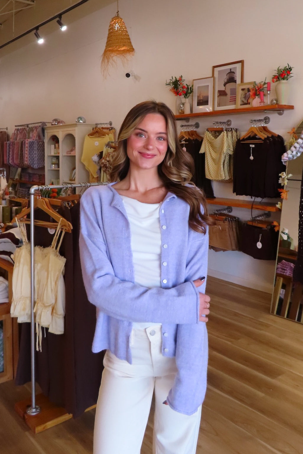 Purple, rolled collar cardigan with button down, drop shoulder, and ribbed hem | Pixelated Boutique, Boutique Clothing in Virginia Beach, Statement Sweaters, Chunky Sweaters, Trendy Sweaters, Cozy Knit Sweaters for Women, Oversized Sweaters, Cute Fall Sweaters, Fall Fashion Inspiration  