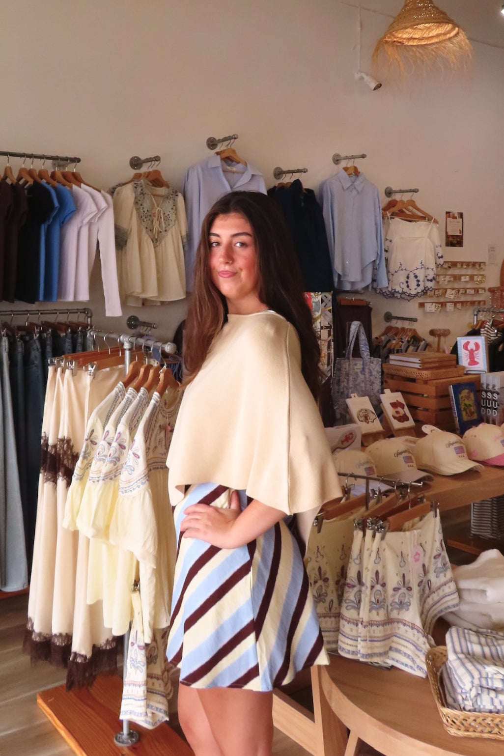 Cream, knit poncho with boat neckline and asymmetrical hem | Pixelated Boutique, Virginia Beach Clothing Stores, Clothing Stores in Virginia Beach, Virginia Beach Boutique, 757 Boutique, Beach Fashion, Vacation Style, Coastal Cowgirl Aesthetic
