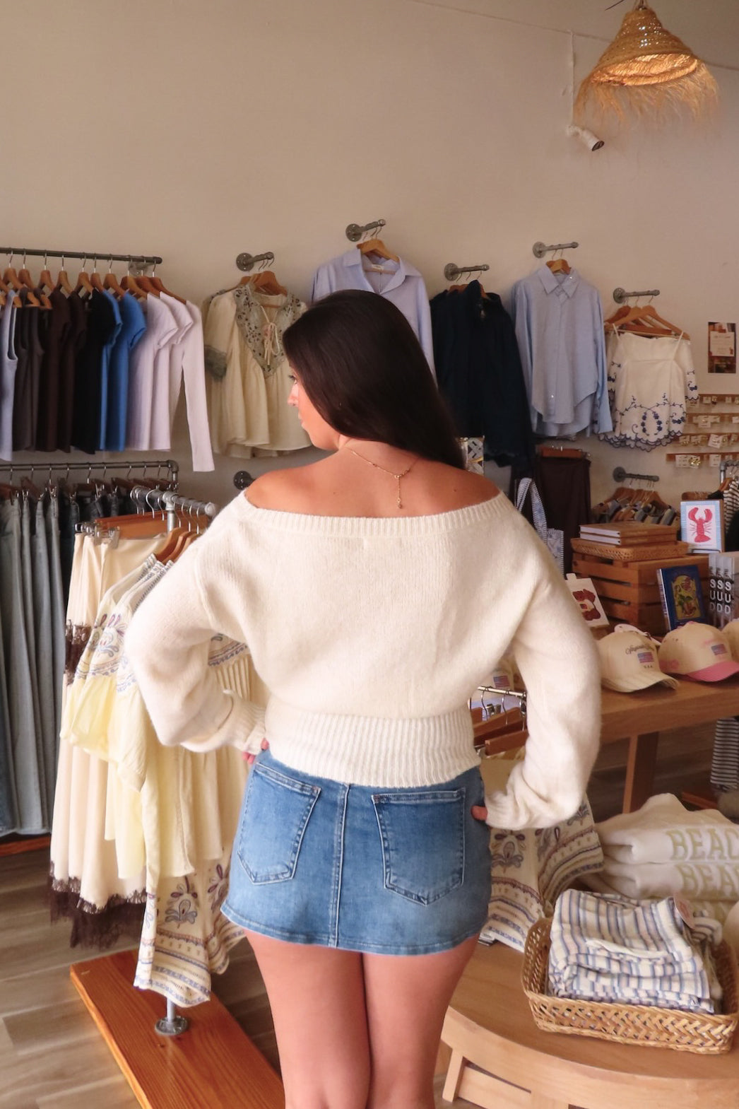 Cream, knit sweater and off shoulder neckline, cinched waist, and ribbed hem | Pixelated Boutique, Boutique Shopping in Virginia Beach, Women’s Boutique, Fall Fashion, Fall Dresses, Back to School Shopping, Trendy Fall Outfits, Women’s Fall Clothing, Casual Fall Outfits, Cozy Sweater
