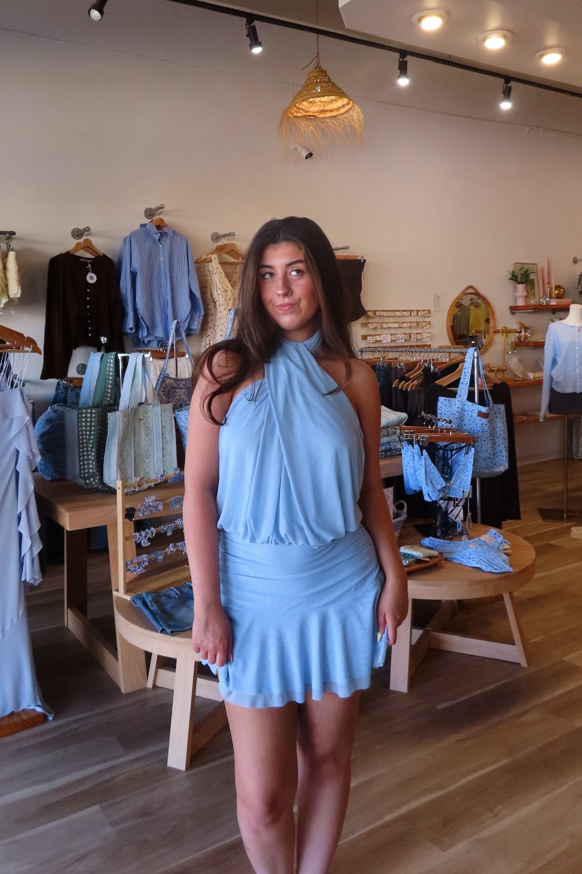 Pixelated Boutique, Women's Clothing, Online Shopping for Women, Fashion Trends 2026, Outfit Inspo, Virginia beach clothing stores, clothing stores in Virginia Beach, fashion outfits, fashion Inspo, women’s outfit 2026, outfit ideas, fashion, spring aesthetic, women’s spring outfit, spring style, spring break, mini dress, blue dress, halter dress, spring dress, summer dress vacation dress