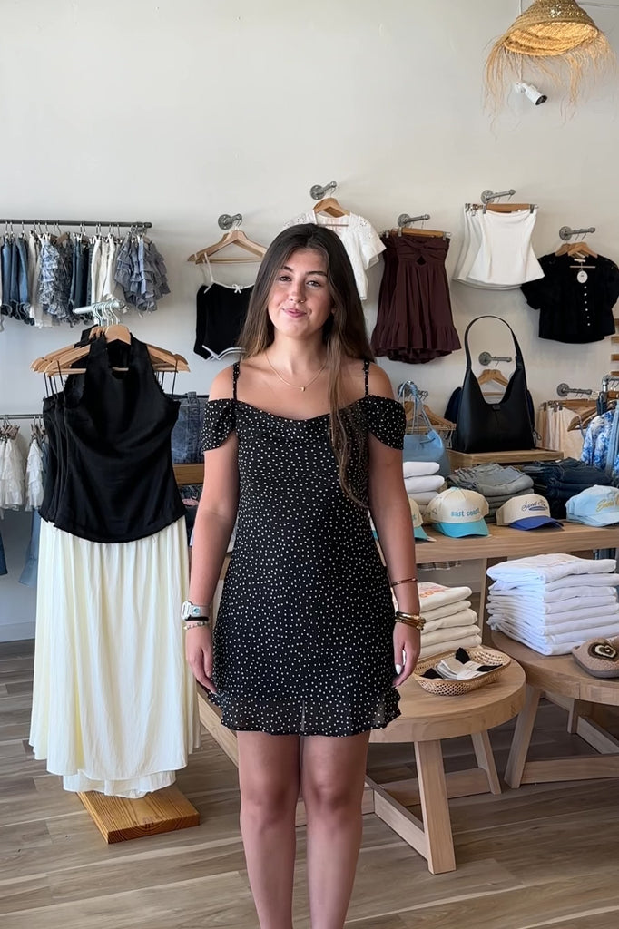 black and white polka a dot dress, Pixelated Boutique, Women's Clothing, Women's Jewelry and Gifts, Online Shopping for Women, Latest Fashion Trends 2025, Virginia Beach Clothing Stores, Clothing Stores in Virginia Beach, Aesthetic Fashion Trends, East Coast Fashion Styles, Sustainable Women's Clothing, Unique Gift Ideas for Women, Fall Fashion, Fall Outfit Ideas, Fall Fashion Inspiration, Womens Style, Outfit Inspo, Sorority Rush Dress 