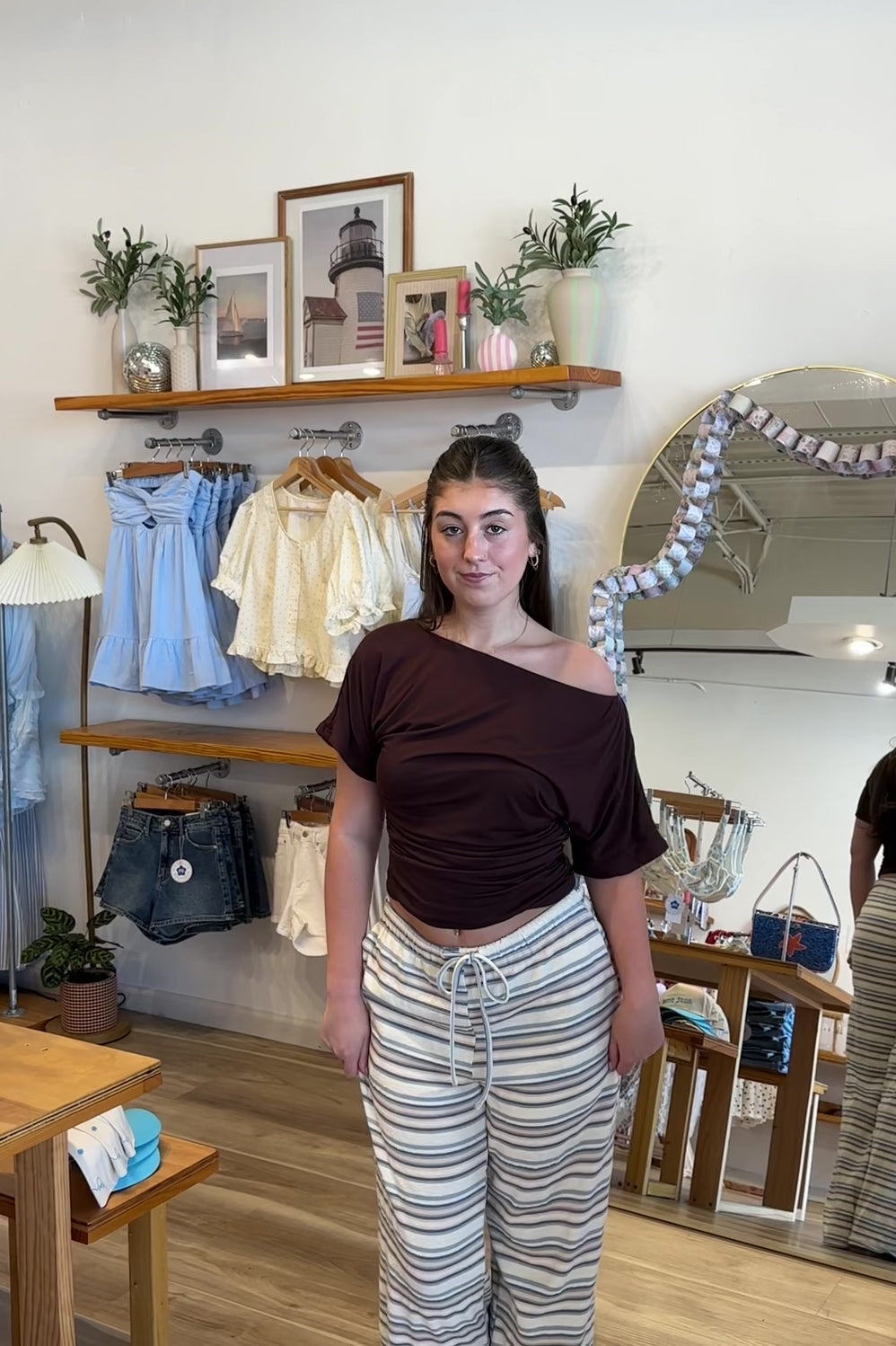 Brown, jersey top with asymmetric off shoulder neckline, ruched waist, and mid-length sleeves
Pixelated Boutique, 757 Boutique, Online Shopping for Women, summer aesthetic, brunch outfit, vacation style, vacation outfits, beach boutique, beach fashion, beach outfits, women’s boutique clothing, boutique clothing for women, coastal cowgirl outfits, coastal aesthetic clothing, business casual, concert outfit, 2000s fashion, western outfits