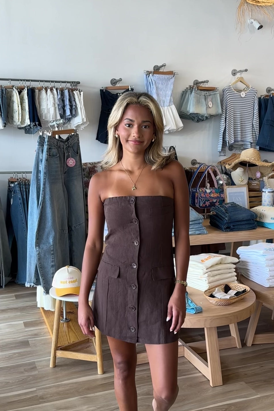 Calliope Clothing Shop Online Calliope Linen Dress In Brown