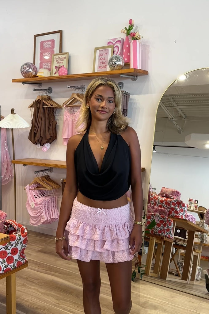 Pink Mini Skirt, Ruffled Skirt, Pixelated Boutique, Women's Clothing, Women's Jewelry and Gifts, Online Shopping for Women, Virginia Beach Clothing Stores, Aesthetic, East Coast Fashion Styles, Women's Clothing, Fall Fashion, Fall Outfit Ideas, Fall Fashion Inspiration, Womens Style, Outfit Inspo, Back to School Styles, OOTD