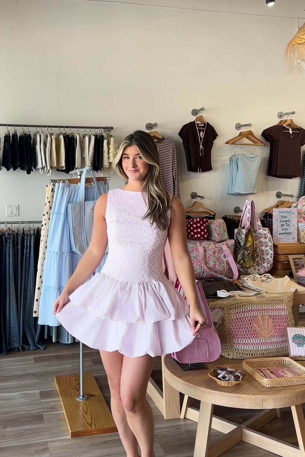 Purple, babydoll mini dress with boat neckline, lace bodice, drop waist, and tiered ruffle skirt
Pixelated Boutique, Women's Clothing, Online Shopping for Women, Fashion Trends 2026, Outfit Inspo, Virginia Beach Clothing Stores, 757 Boutique, fashion, summer aesthetic, women’s spring outfit, spring break, vacation style, vacation outfits, beach boutique, beach fashion, beach outfits, coastal aesthetic clothing, maxi dress, formal dress, wedding guest dress, summer date night look, graduation party dress