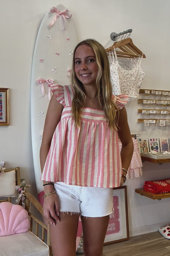Pink Striped Top, Pixelated Boutique, Women's Clothing, Women's Jewelry and Gifts, Online Shopping for Women, Latest Fashion Trends, Women's Boutique Clothing, Virginia Beach, Clothing Stores in Virginia Beach, Rush Dresses, Graduation Dresses, Cute Clothes, Aesthetic Trends, Quality Jewelry, East Coast Styles, College Styles, Spring Trends, Summer Styles