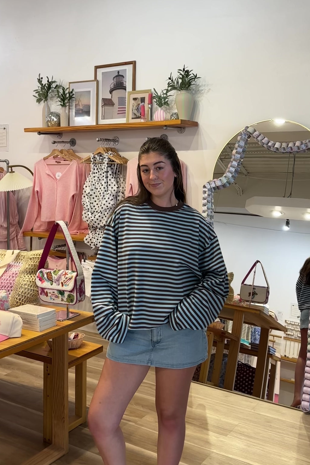 Blue, striped top with long sleeves, drop shoulder, and oversized fit
Pixelated Boutique, Women's Clothing, Virginia Beach Clothing Stores, Clothing Stores in Virginia Beach, Virginia Beach Boutique, 757 Boutique, Online Shopping for Women, summer aesthetic, spring break, vacation style, vacation outfits, beach boutique, beach fashion, beach outfits, women’s boutique clothing, boutique clothing for women, coastal cowgirl outfits, coastal aesthetic clothing, comfy casual outfits