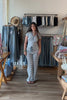 Blue, striped pants with drawstring waist and side pockets, coastal striped matching set, striped lounge set, matching set for summer, co-ord lounge set, cozy summer outfit, beach fashion, summer 2026 fashion trends, trendy matching set