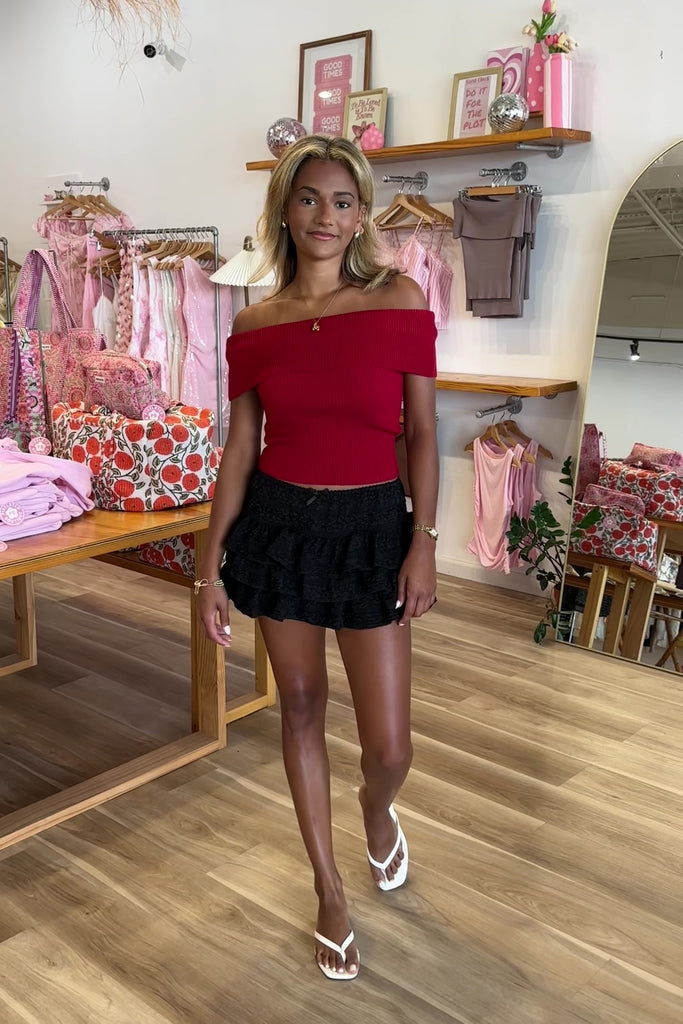 Black Mini Skirt, Ruffled Skirt, Pixelated Boutique, Women's Clothing, Women's Jewelry and Gifts, Online Shopping for Women, Virginia Beach Clothing Stores, Aesthetic, East Coast Fashion Styles, Women's Clothing, Fall Fashion, Fall Outfit Ideas, Fall Fashion Inspiration, Womens Style, Outfit Inspo, Back to School Styles, OOTD